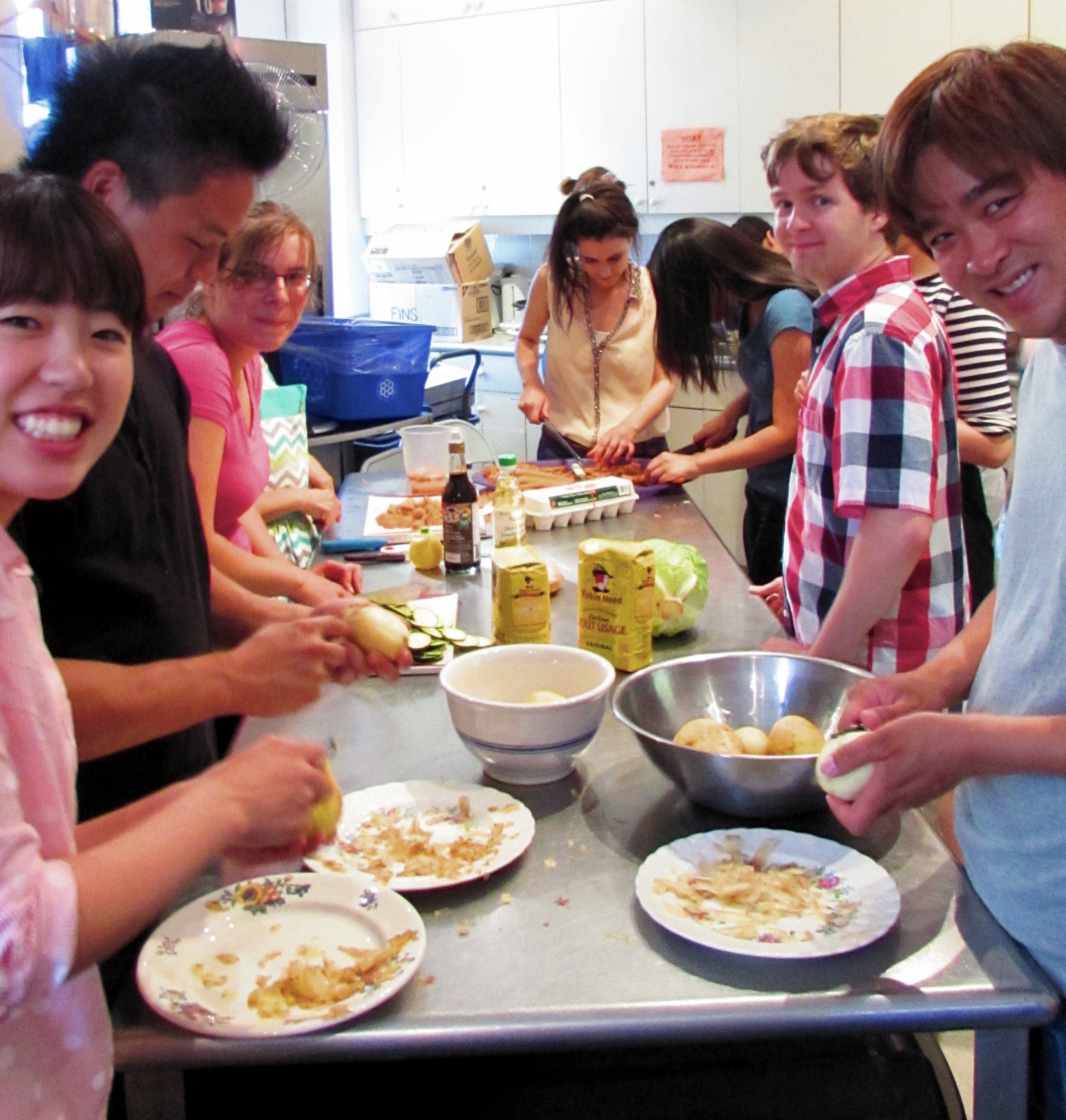 Prepping the food stations